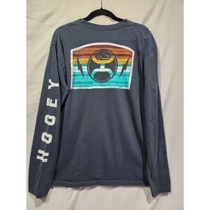 HOOEY Mens Long Sleeve T Shirt Graphic Print Retro Sunset Lightning Logo Large